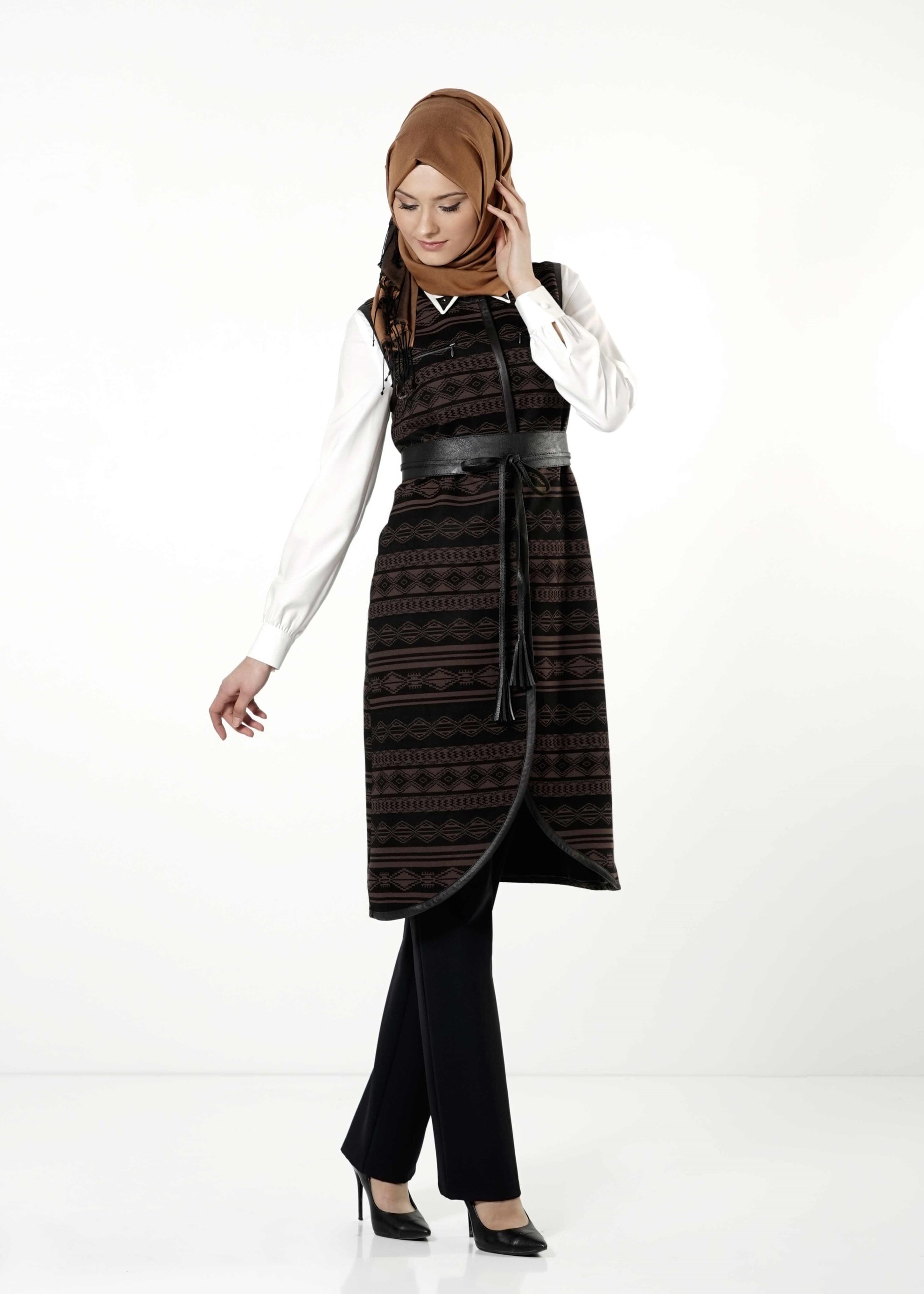 Tesettür giyim KAHVE 3195P TAKIM