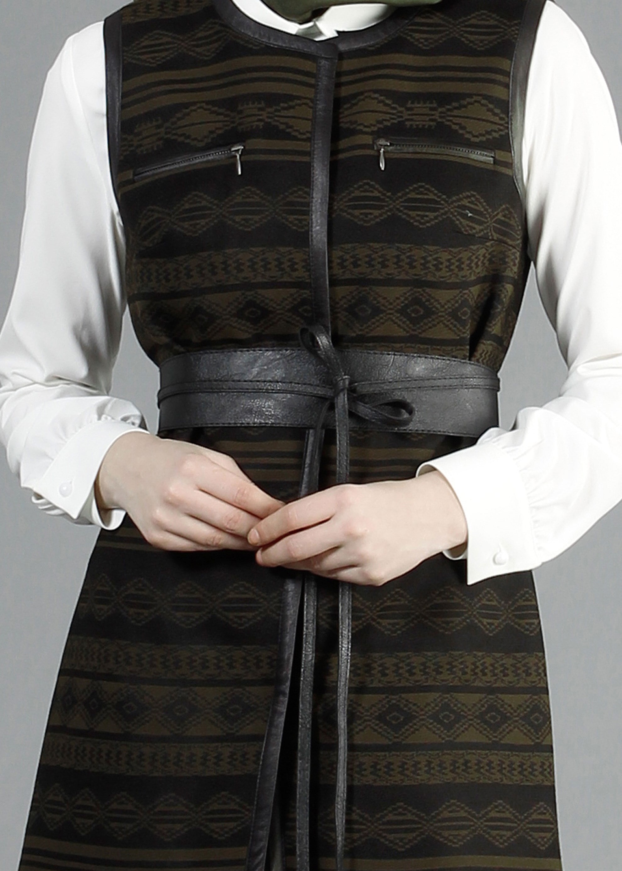 Tesettür giyim HAKİ 3195P TAKIM