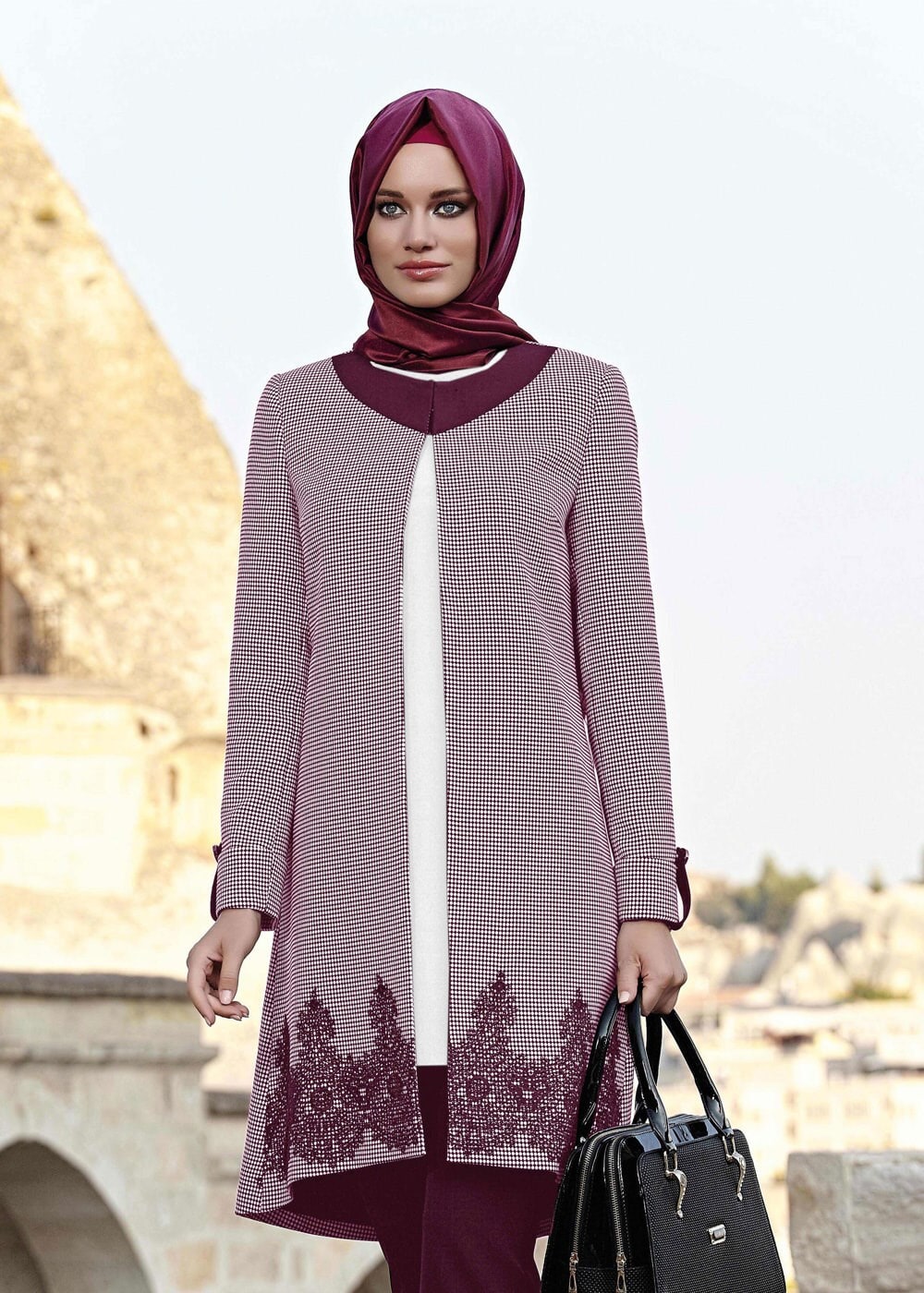 Tesettür giyim BORDO 3197P TAKIM