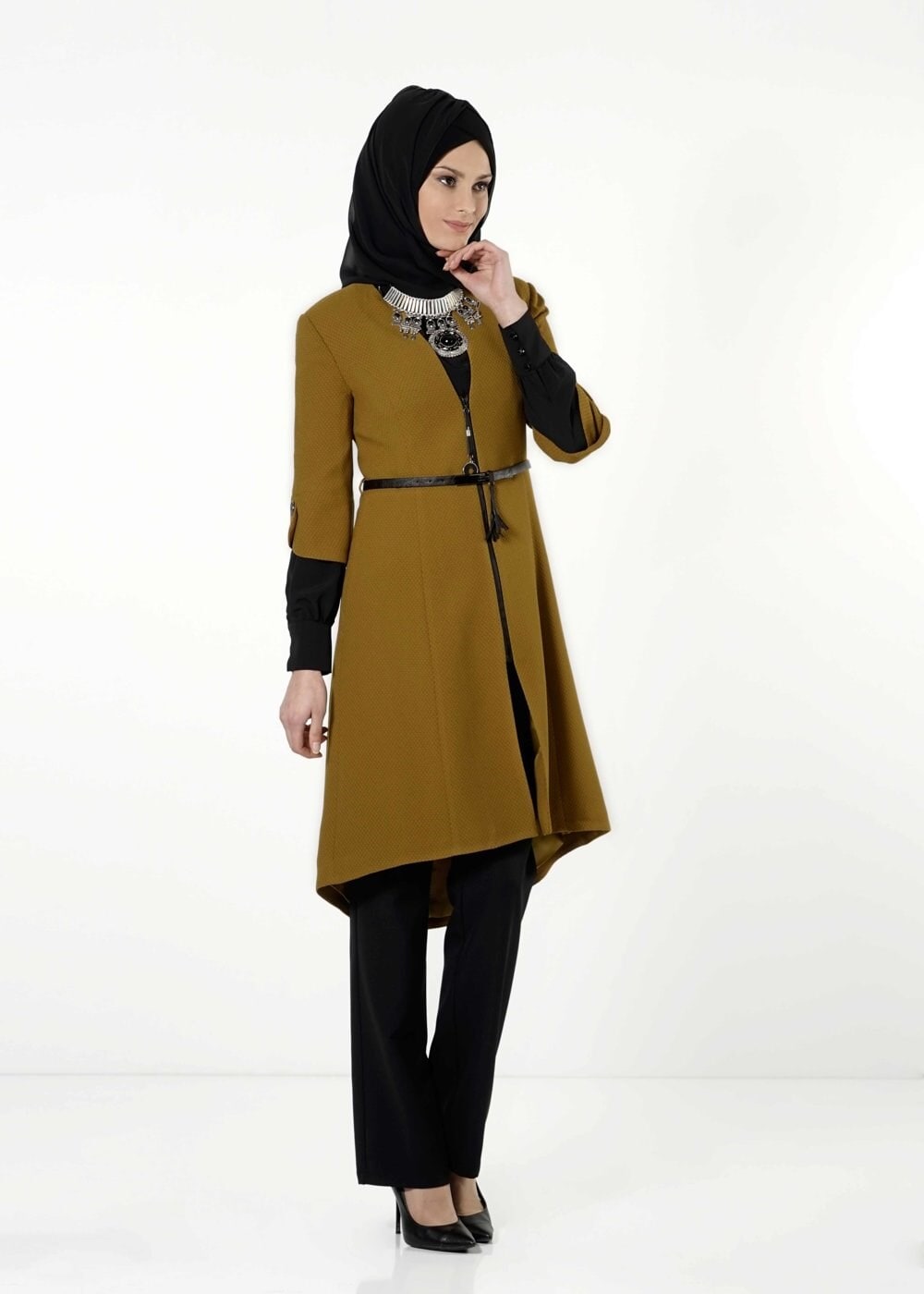 Tesettür giyim SARI 3198P TAKIM