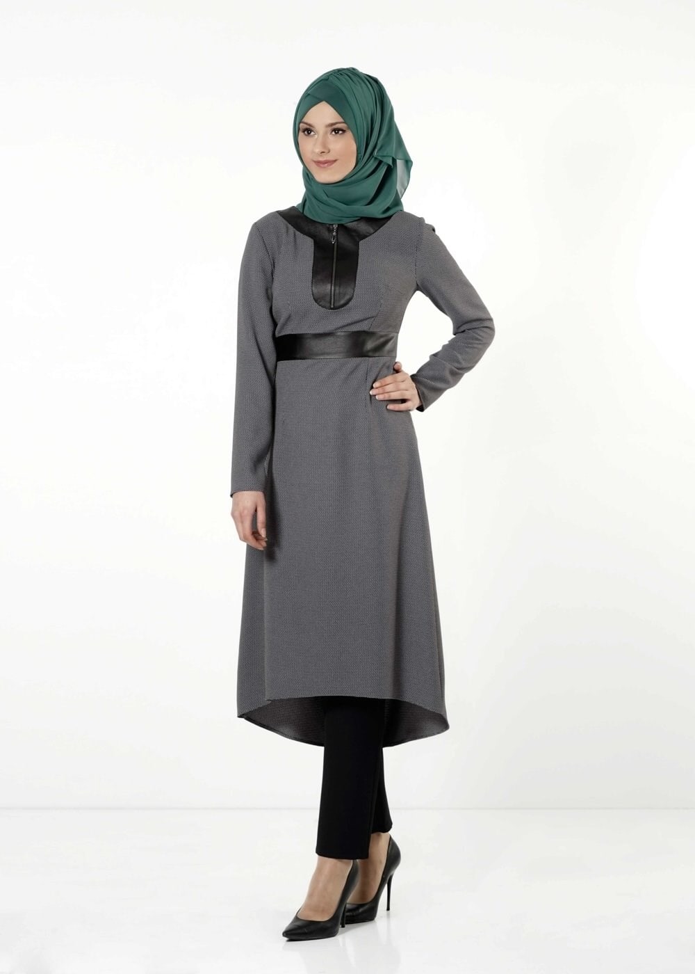 Tesettür giyim GRİ 3200P TAKIM