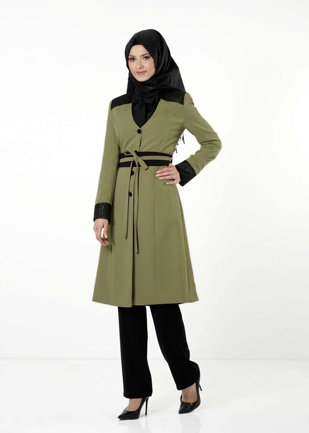 Tesettür giyim YEŞİL 3207P TAKIM