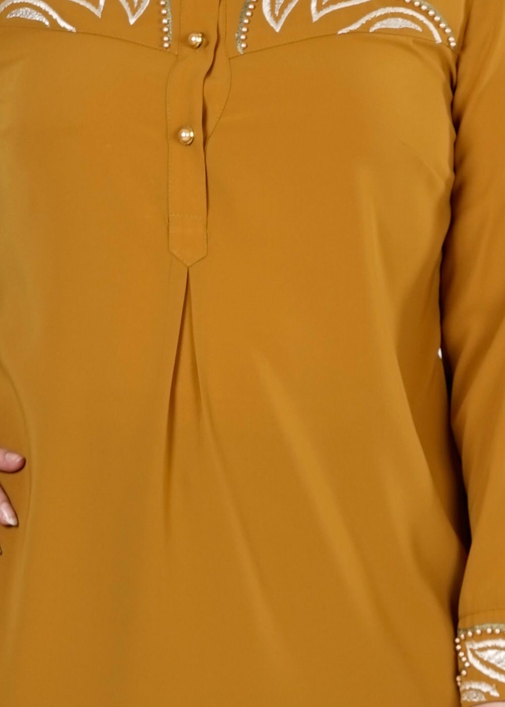 Tesettür giyim SARI NAKIŞLI TUNİK 2489 