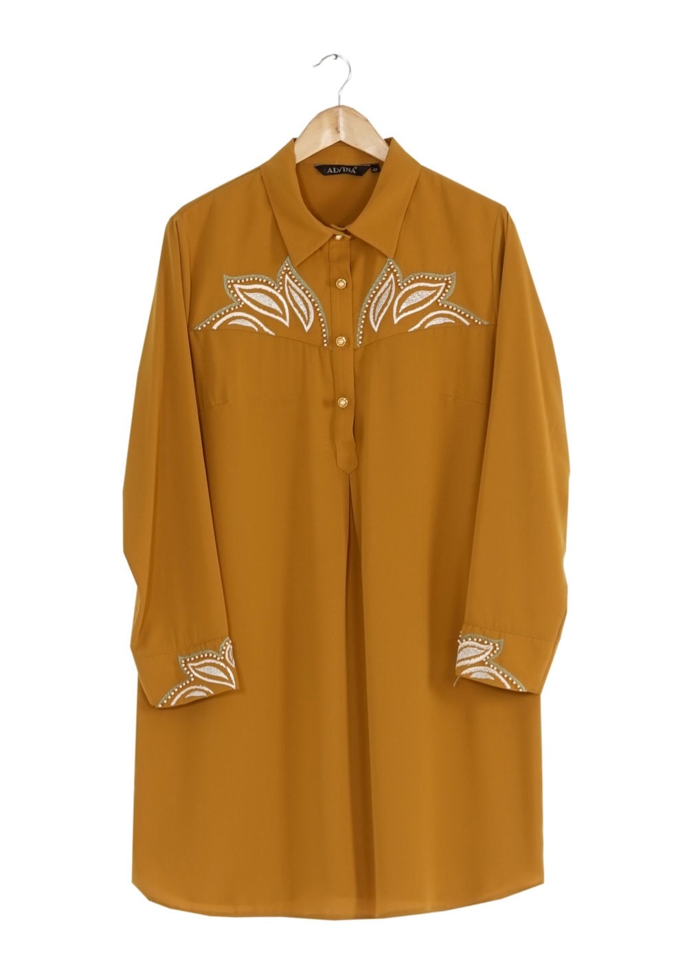 Tesettür giyim SARI NAKIŞLI TUNİK 2489 