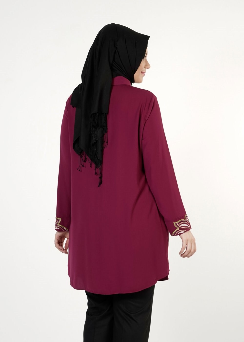 Tesettür giyim MOR NAKIŞLI TUNİK 2489 