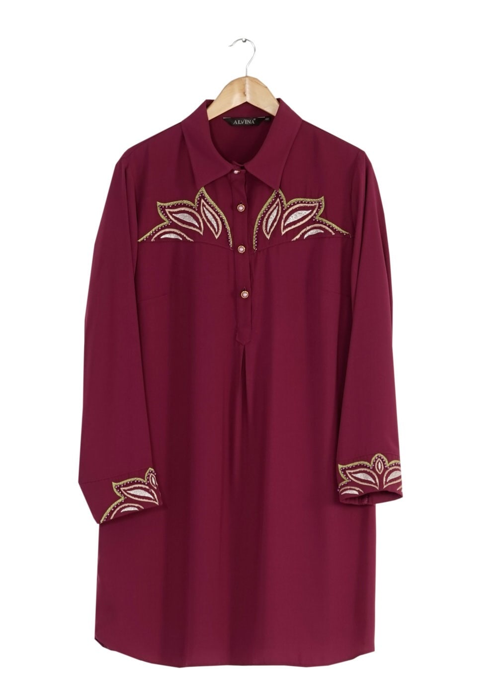 Tesettür giyim MOR NAKIŞLI TUNİK 2489 