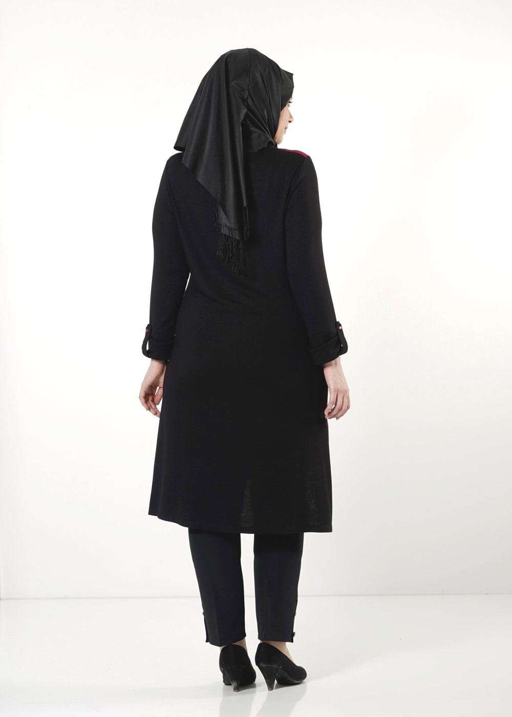 Tesettür giyim FUŞYA ŞERİTLİ TUNİK 2531 