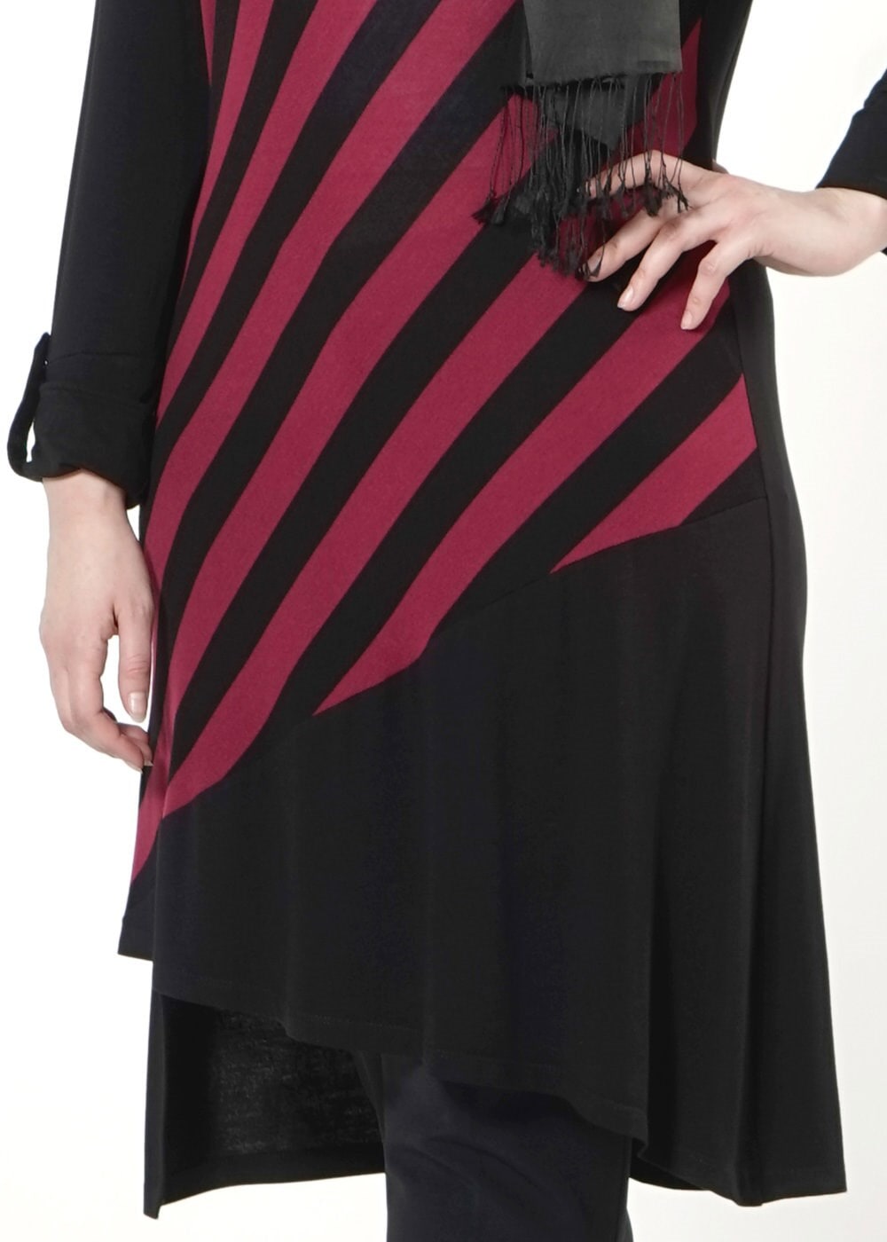 Tesettür giyim FUŞYA ŞERİTLİ TUNİK 2531 