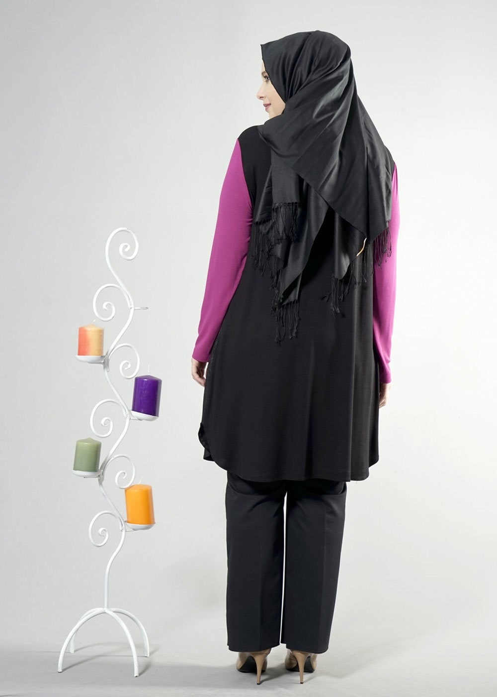 Tesettür giyim SİYAH DESENLİ TUNİK 2532 