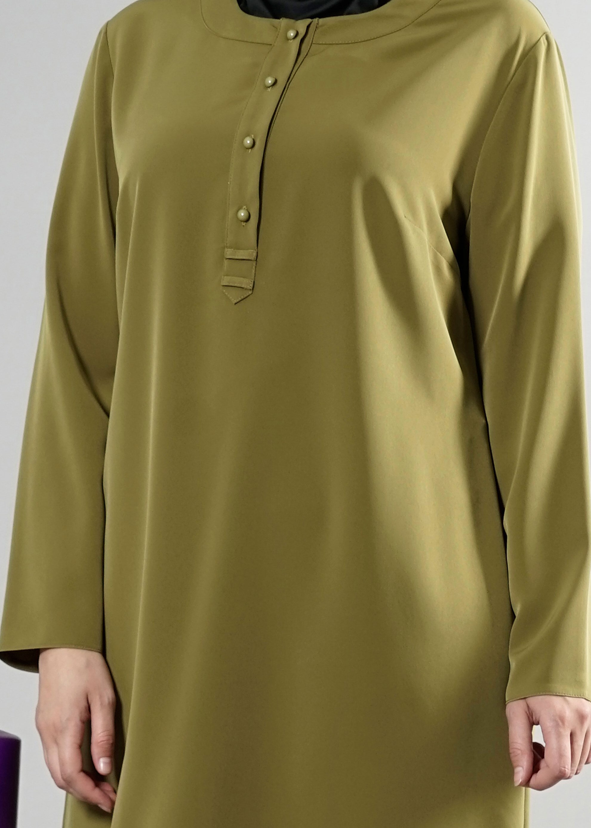 Tesettür giyim YEŞİL DÜĞMELİ TUNİK 2544 