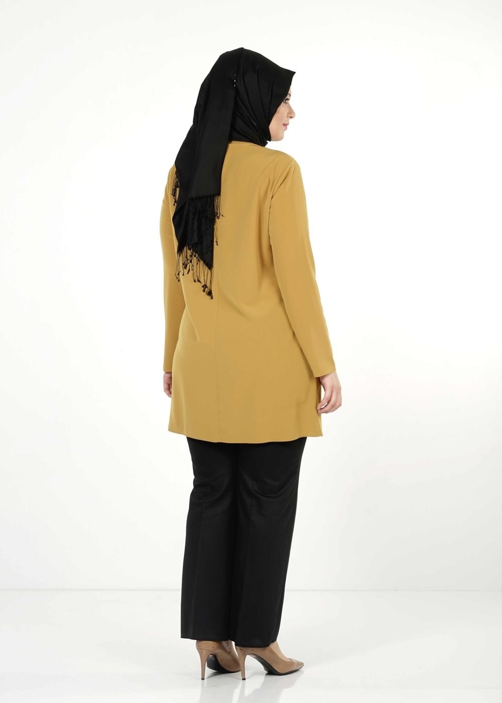 Tesettür giyim SARI DÜĞMELİ TUNİK 2544 