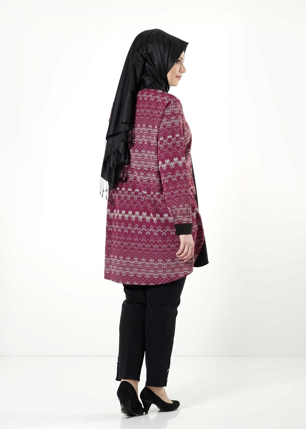 Tesettür giyim FUŞYA DESENLİ TUNİK 2546 