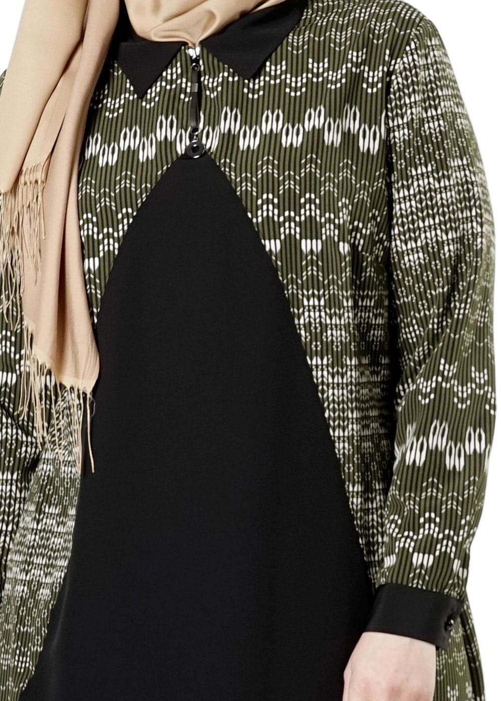 Tesettür giyim HAKİ DESENLİ TUNİK 2546 