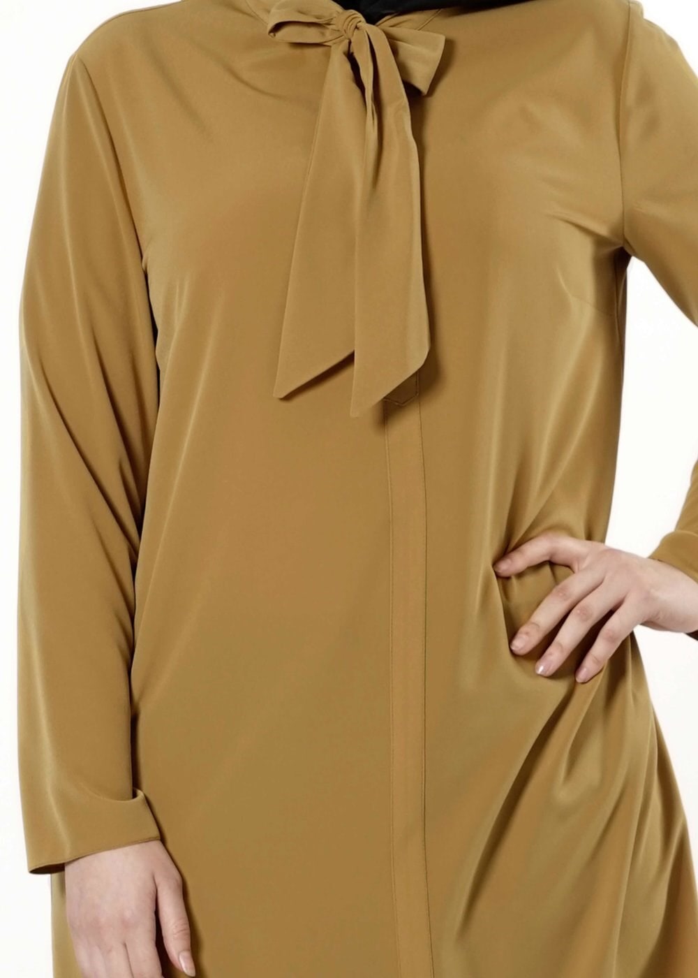 Tesettür giyim SARI BAĞLAMA DETAYLI TUNİK 2551 