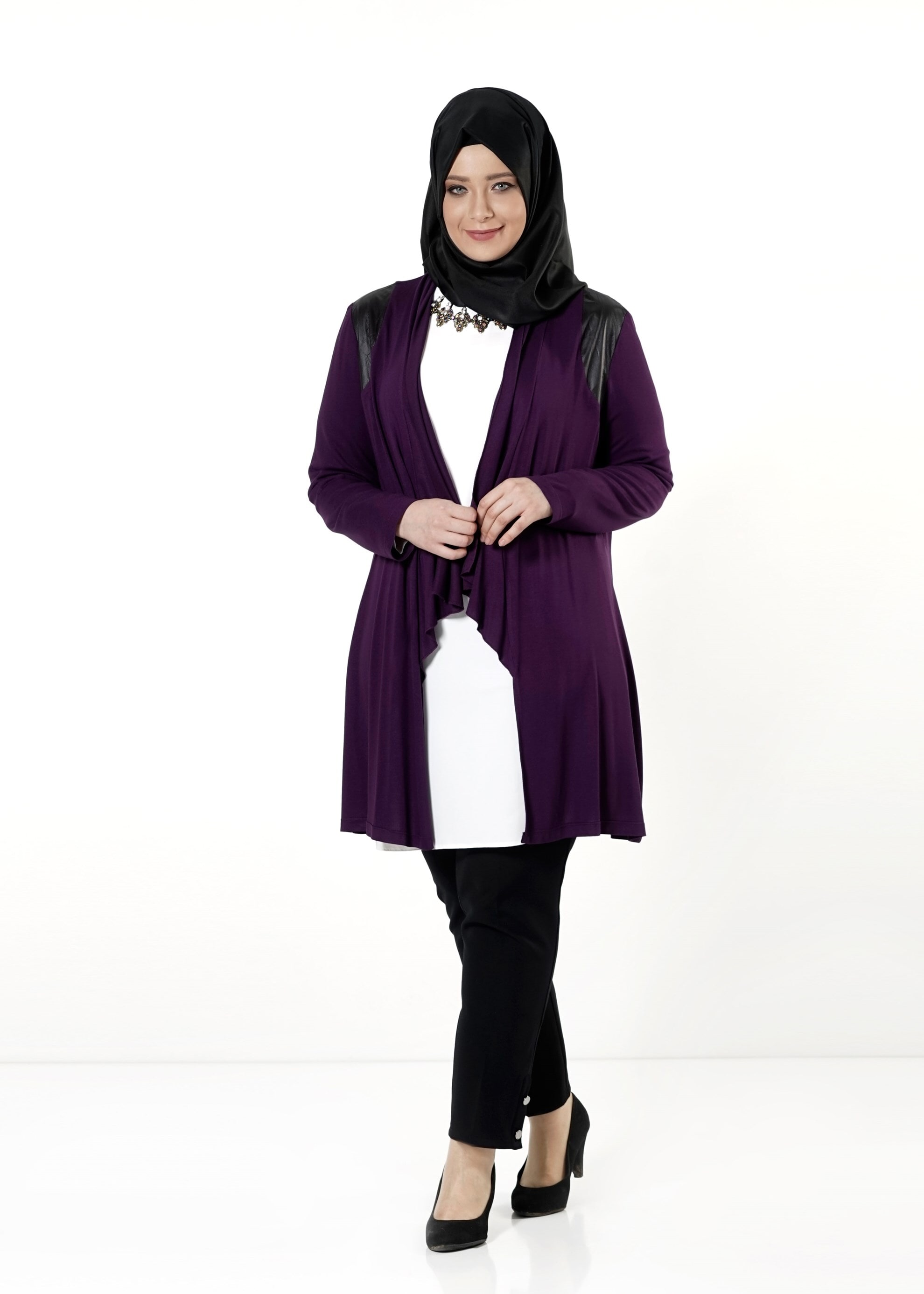 Tesettür giyim MOR ŞAL YAKA TUNİK 2552 