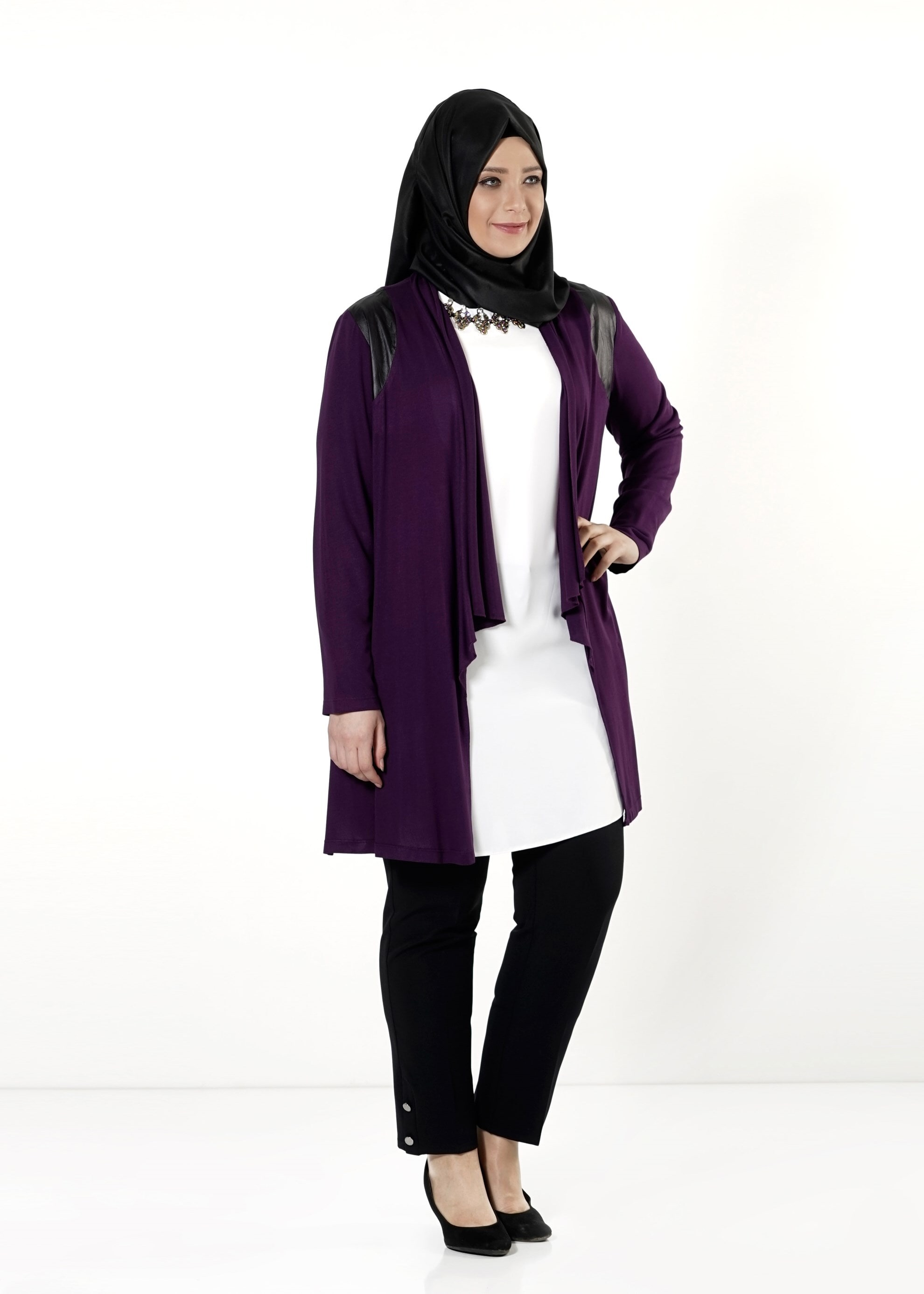 Tesettür giyim MOR ŞAL YAKA TUNİK 2552 