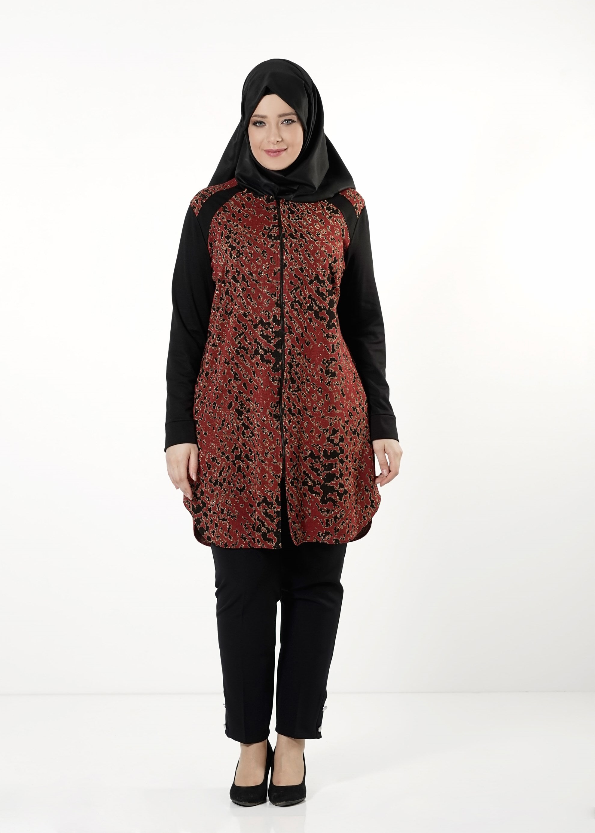 Tesettür giyim BORDO 2553 TUNİK