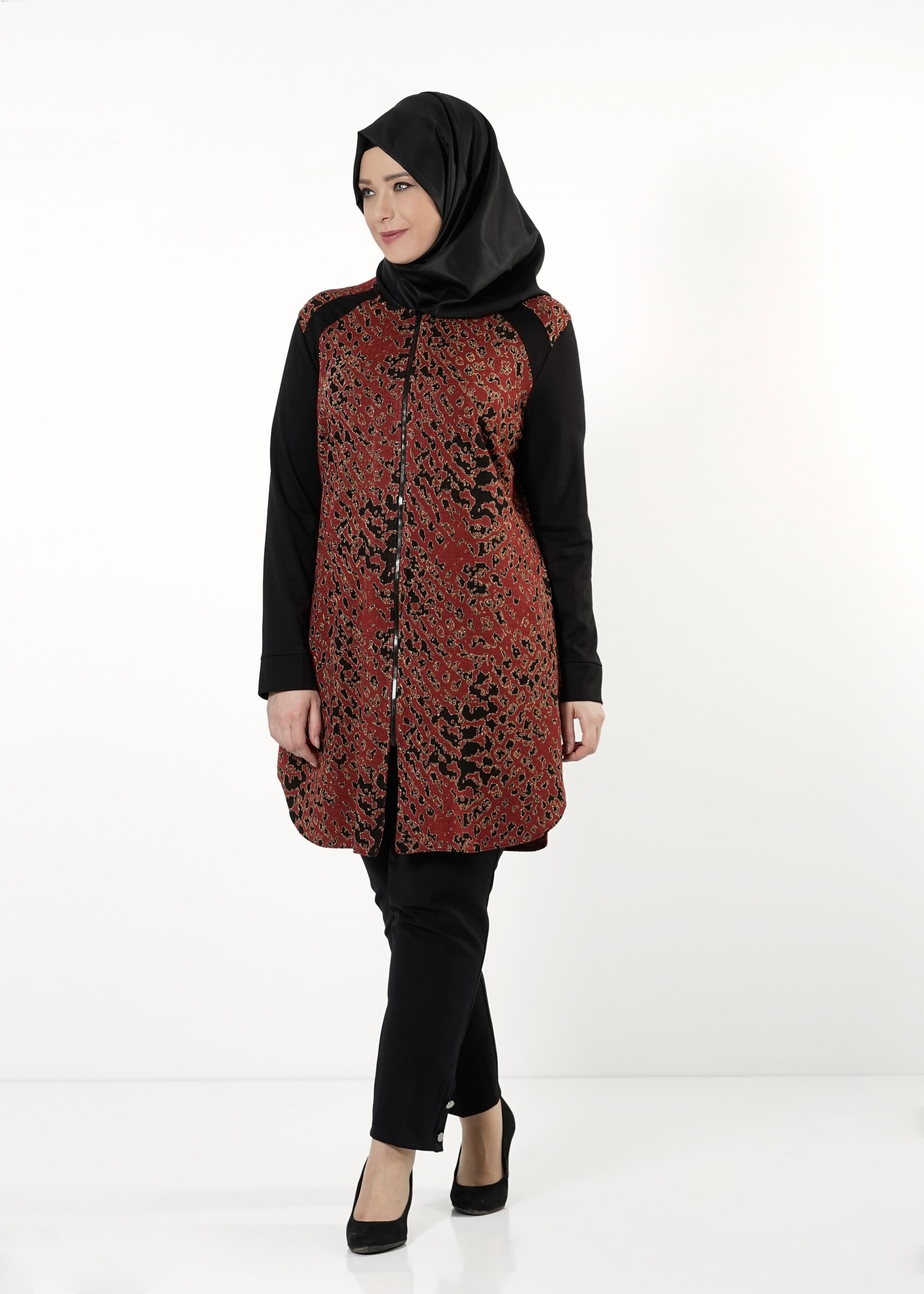 Tesettür giyim BORDO 2553 TUNİK