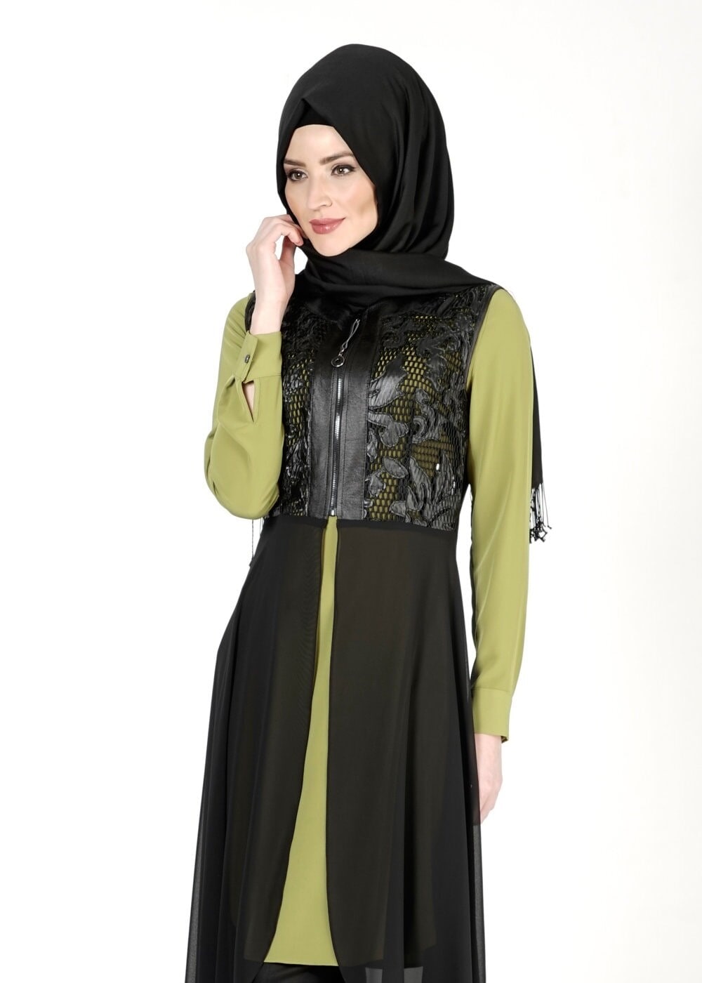 Tesettür giyim YEŞİL 4001 YELEK & TİŞÖRT