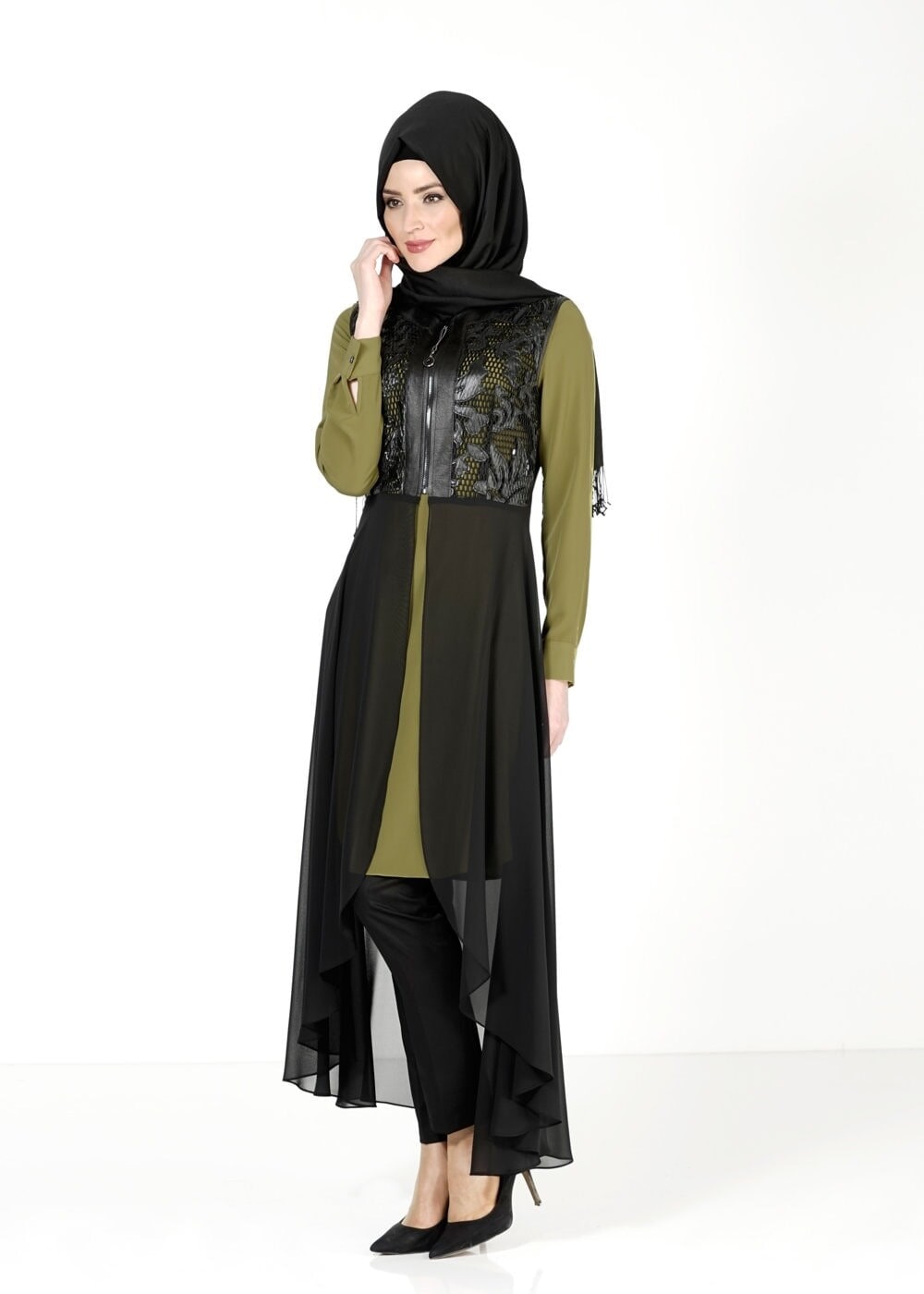 Tesettür giyim YEŞİL 4001 YELEK & TİŞÖRT