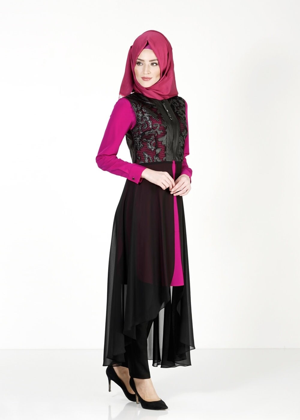 Tesettür giyim MOR 4001 YELEK & TİŞÖRT