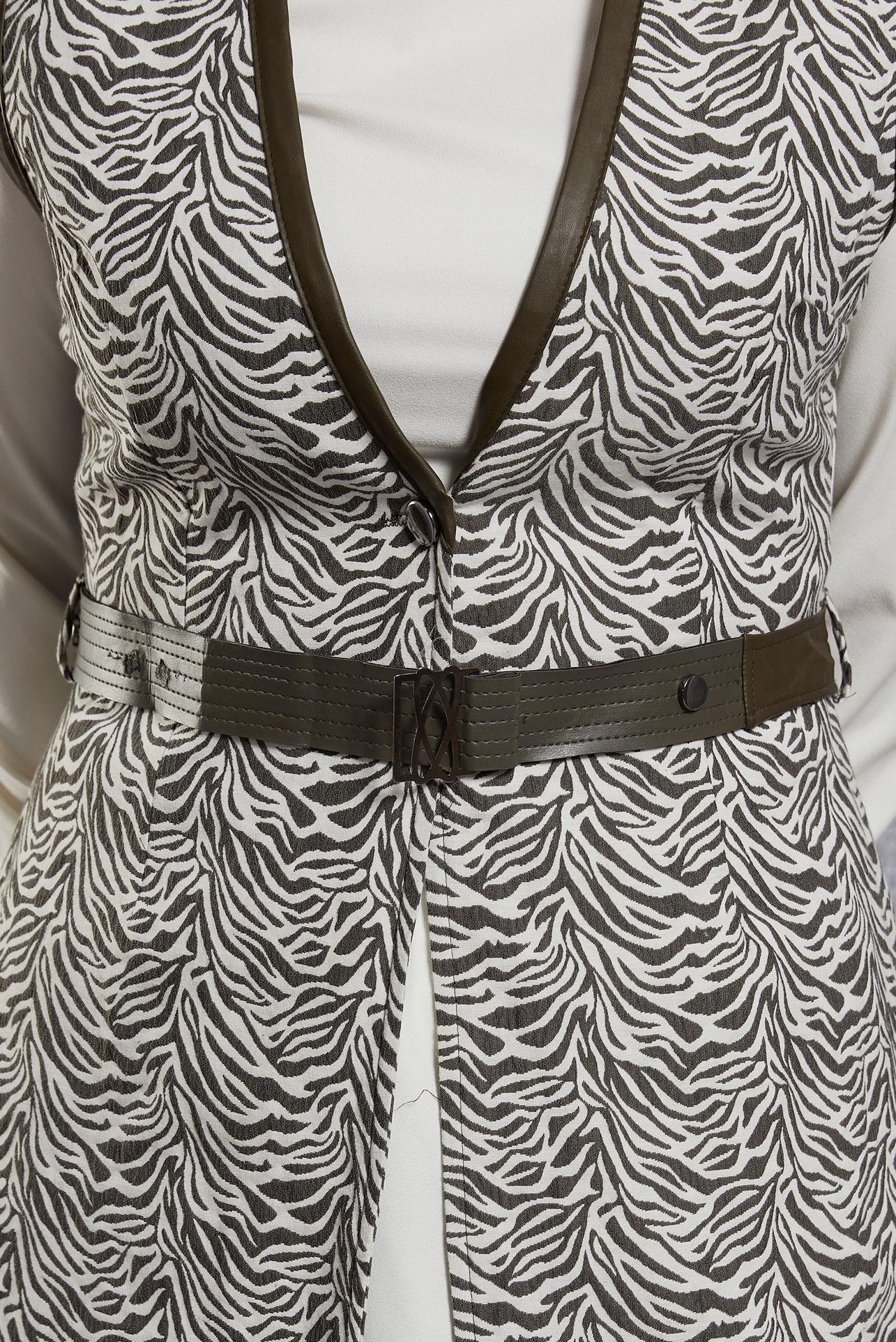 Tesettür giyim HAKİ DESENLİ YELEKLİ TUNİK 4004