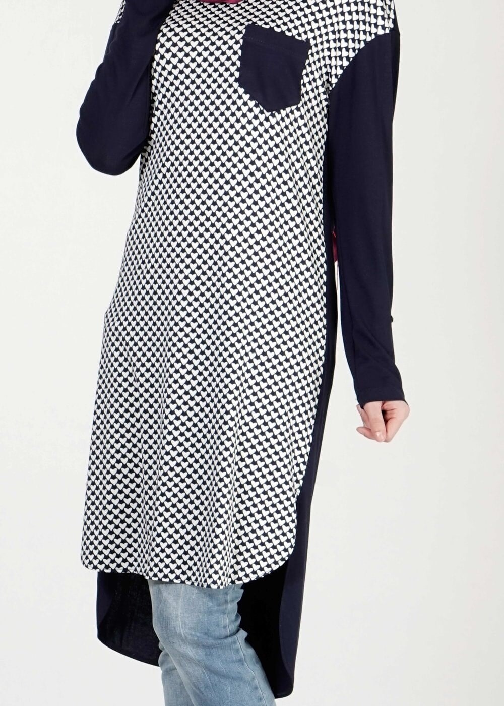 Tesettür giyim LACİVERT DESENLİ TUNİK 4020