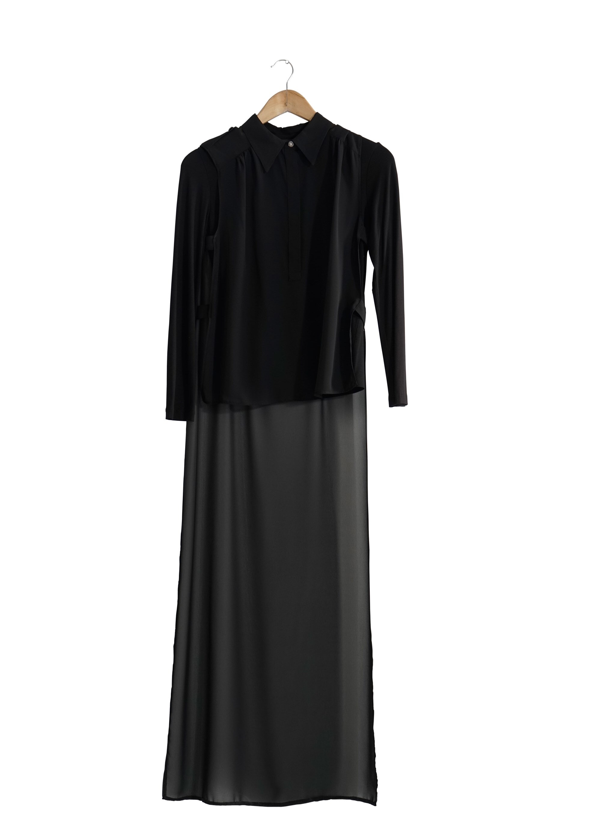 Tesettür giyim SİYAH ŞİFON DETAYLI TUNİK 4041 