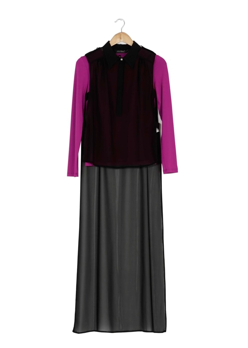 Tesettür giyim FUŞYA ŞİFON DETAYLI TUNİK 4041 