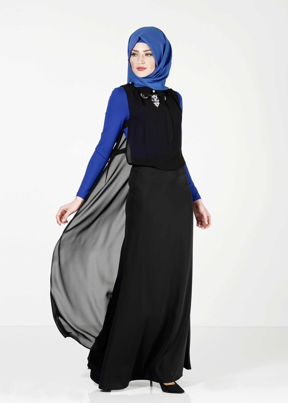 Tesettür giyim MAVİ ŞİFON DETAYLI TUNİK 4041 