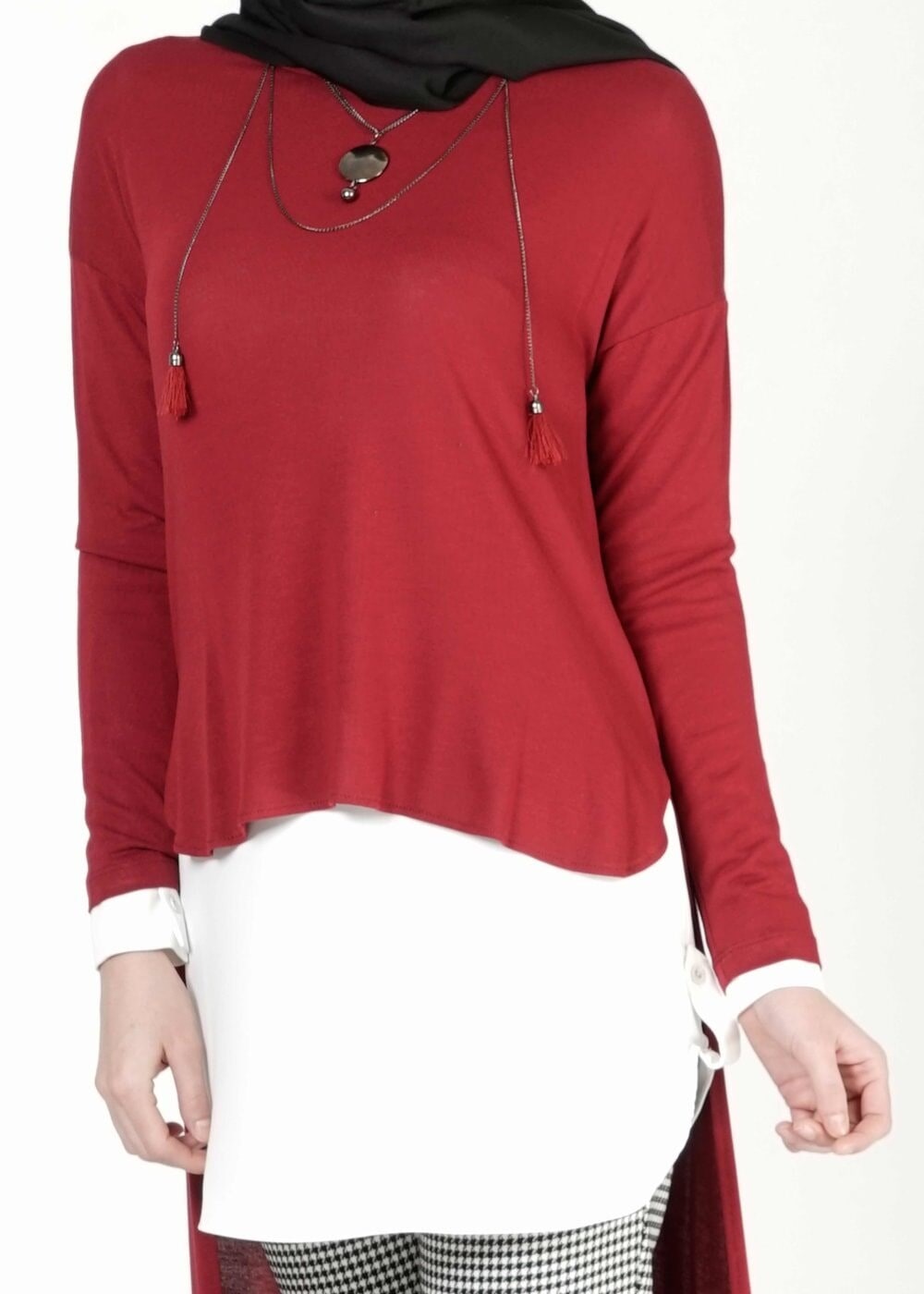 Tesettür giyim BORDO 4042 TUNİK