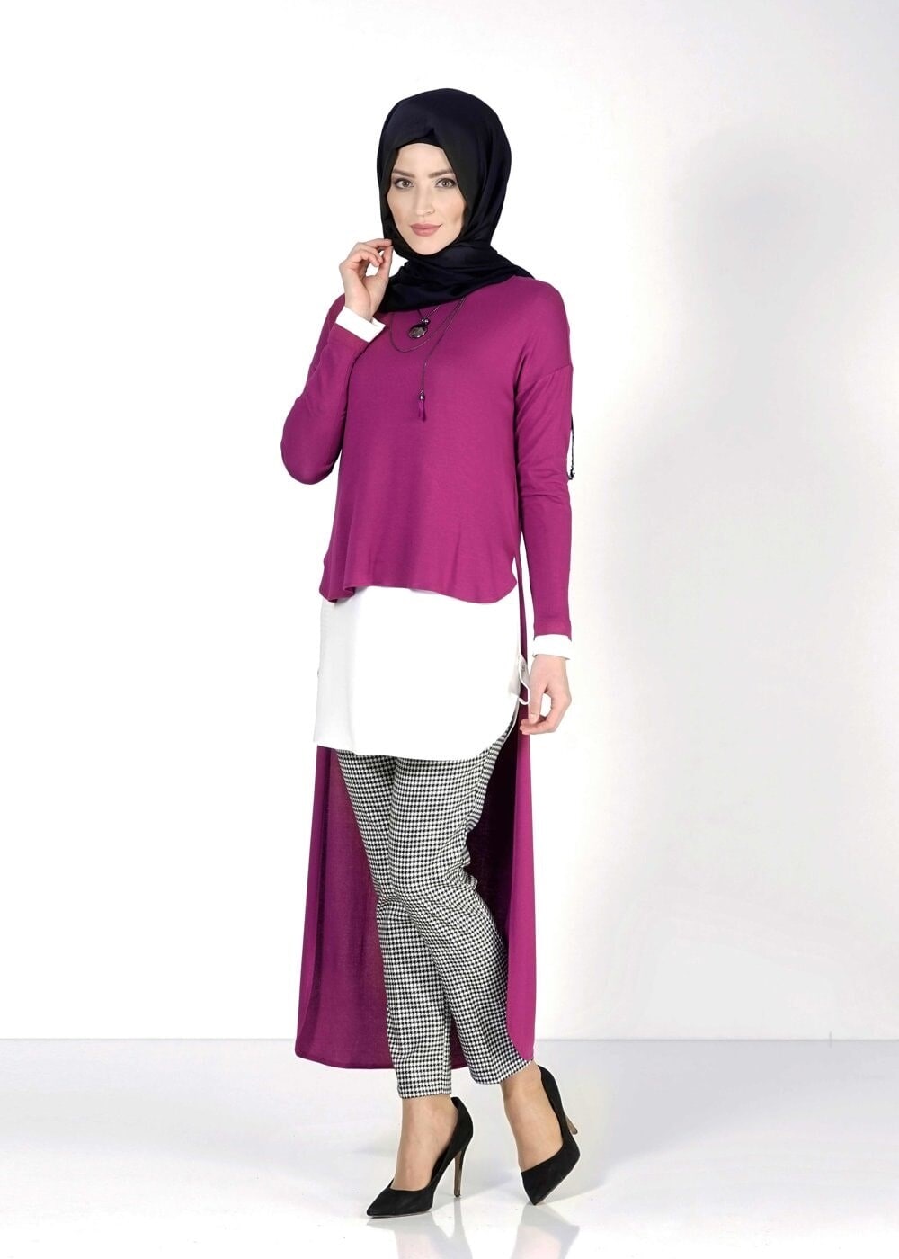 Tesettür giyim FUŞYA 4042 TUNİK