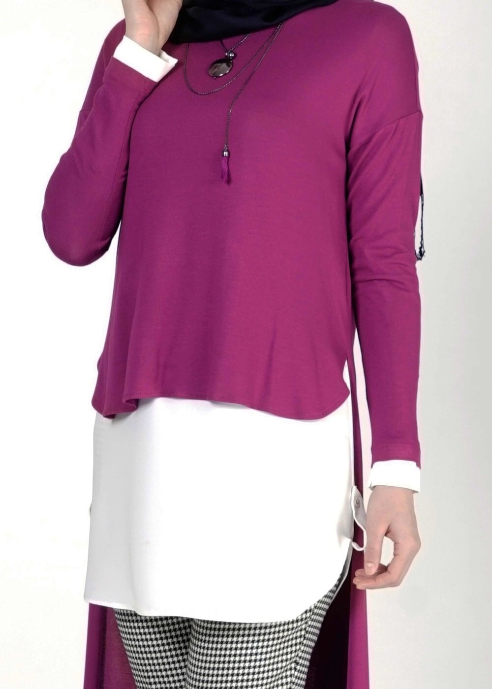 Tesettür giyim FUŞYA 4042 TUNİK