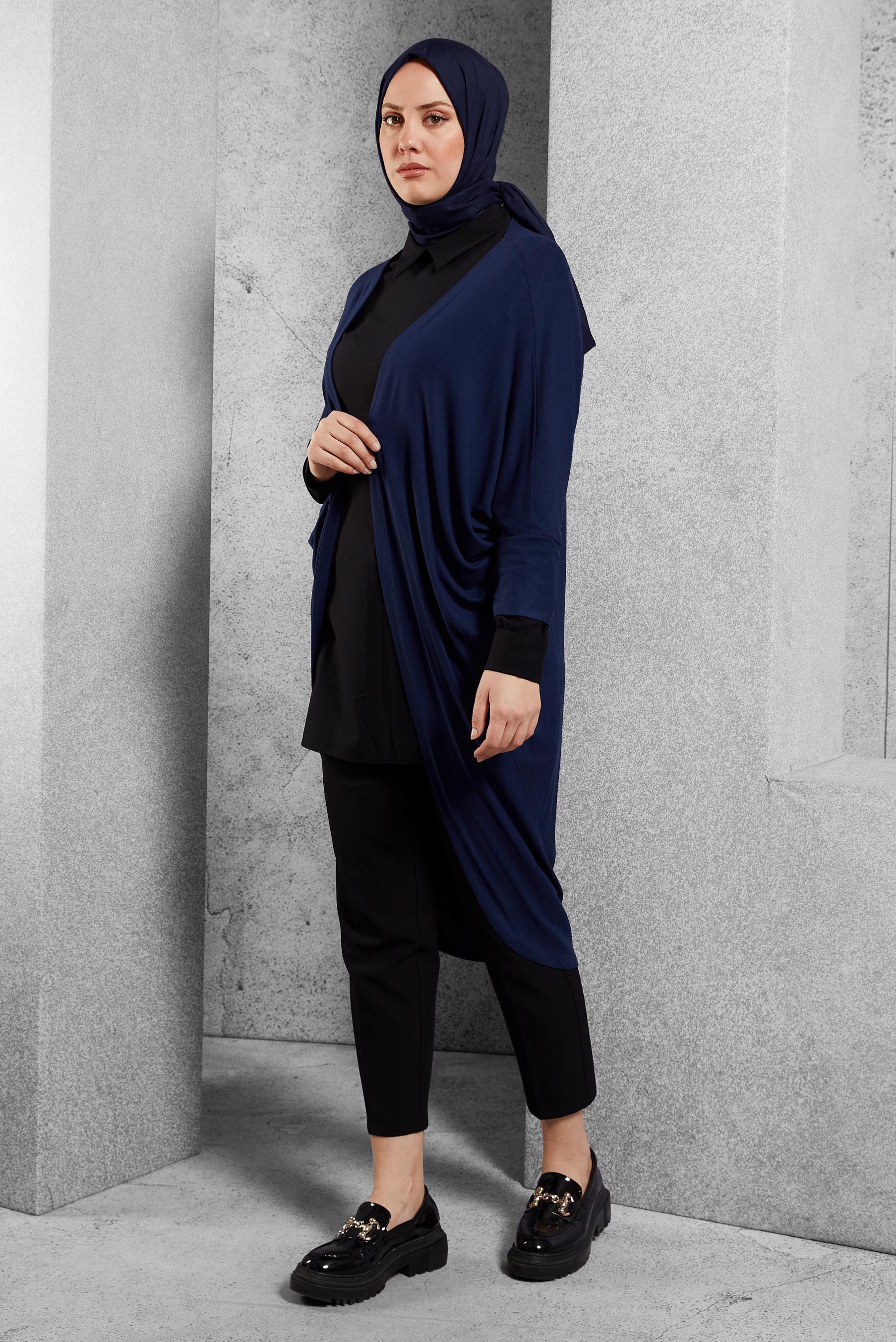 Tesettür giyim LACİVERT YARASA KOL TUNİK 4047