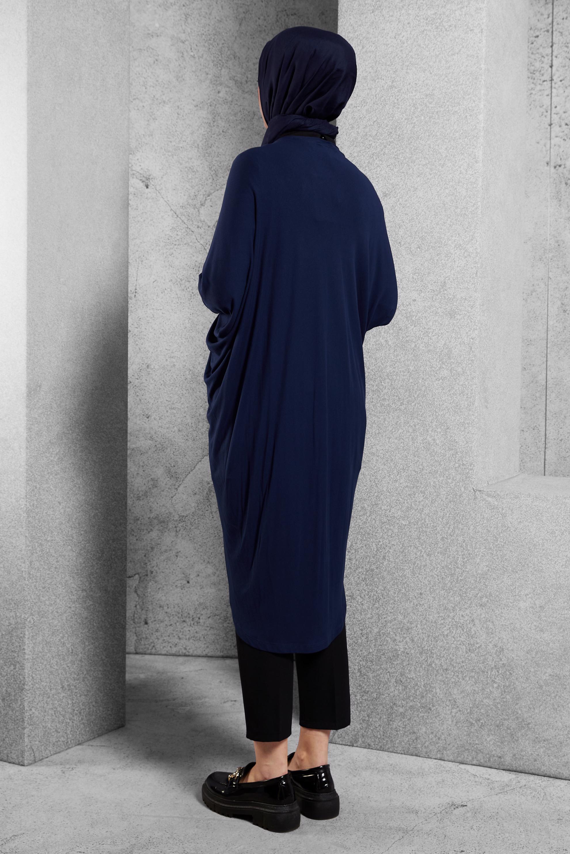 Tesettür giyim LACİVERT YARASA KOL TUNİK 4047