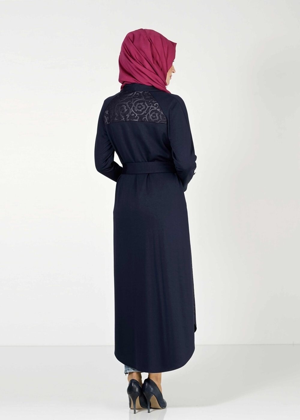 Tesettür giyim LACİVERT DESENLİ UZUN TUNİK 4050