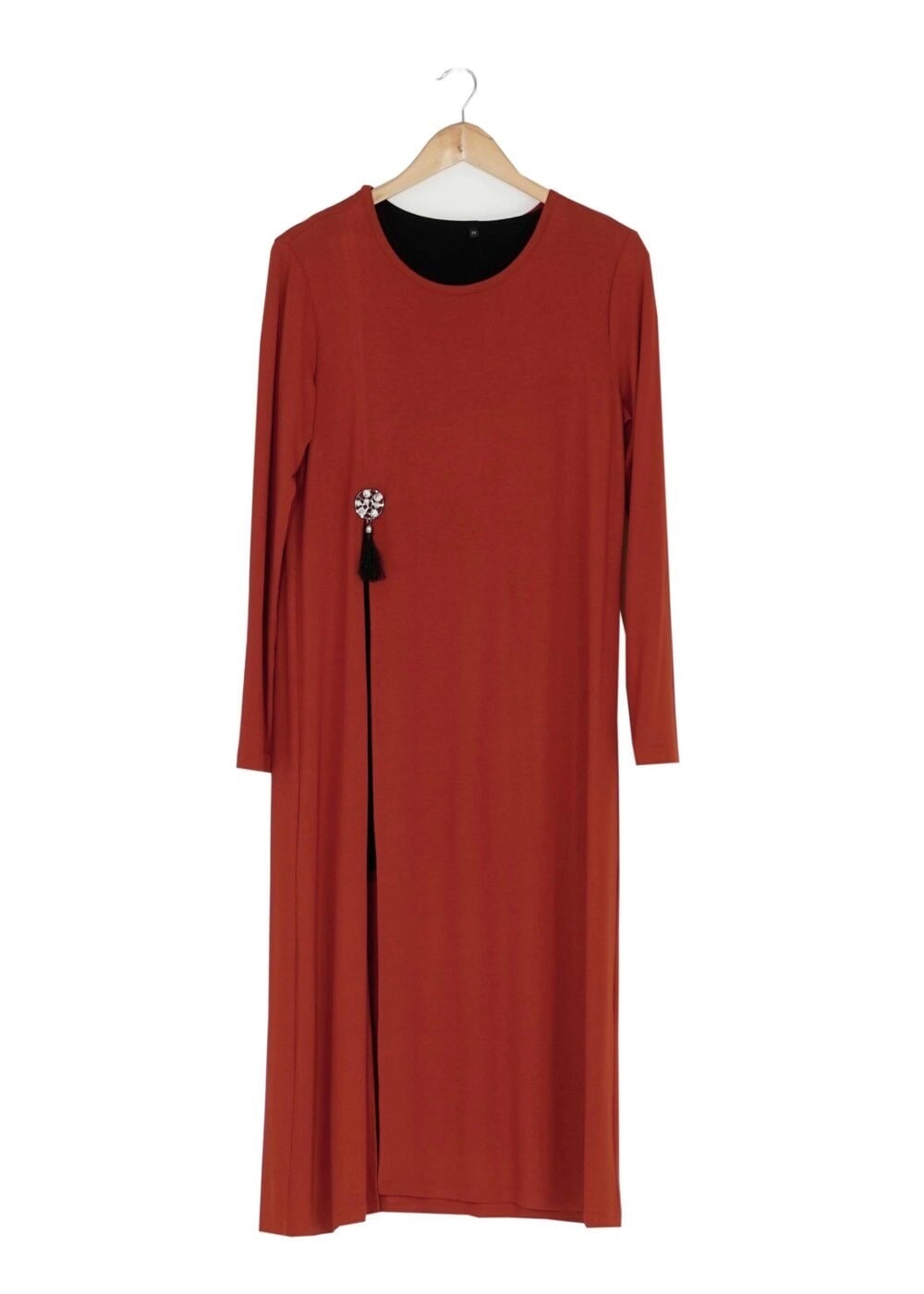 Tesettür giyim KIRMIZI UZUN BASIC TUNİK 4052 