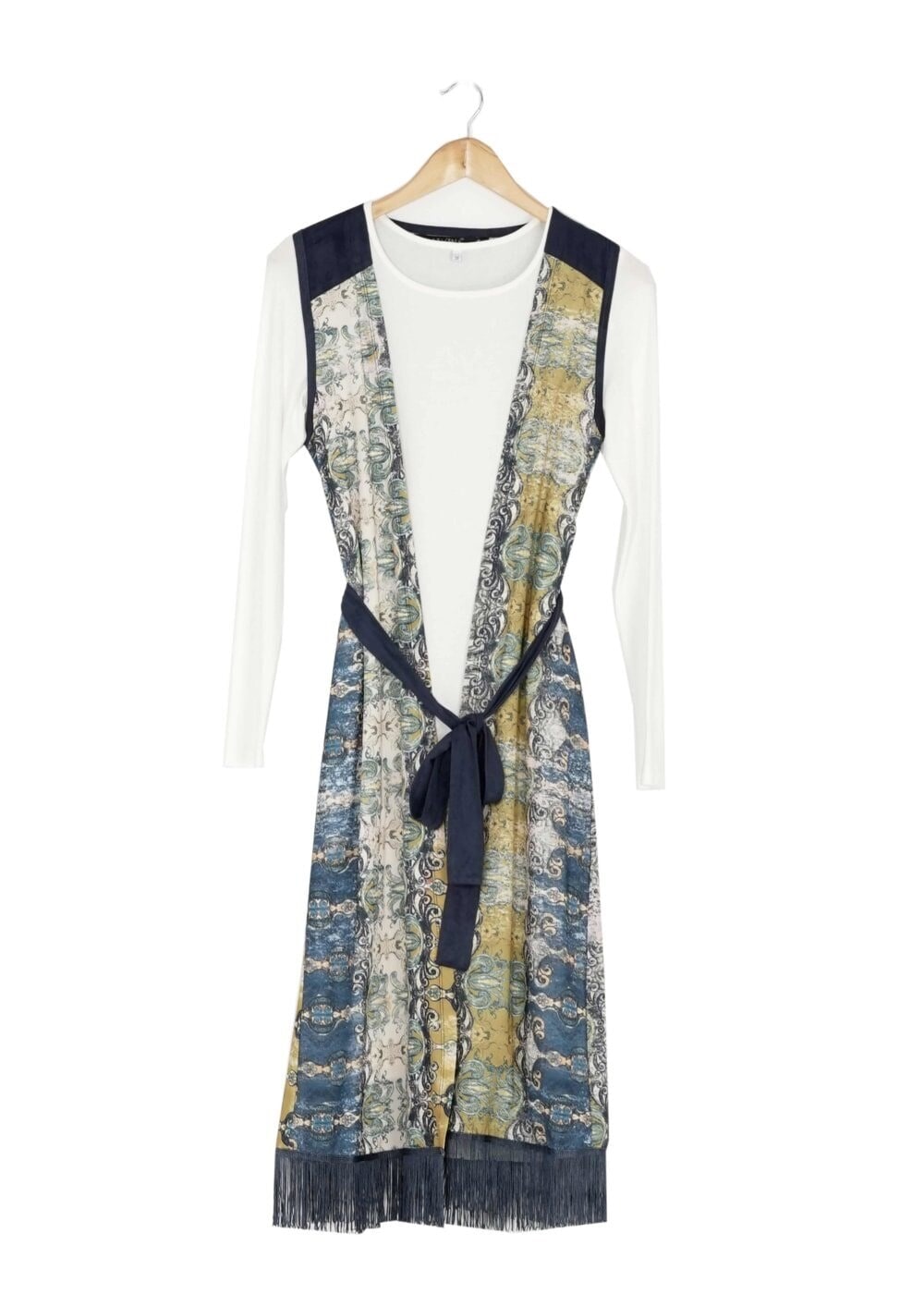 Tesettür giyim YEŞİL DESENLİ YELEKLİ TUNİK 4054 