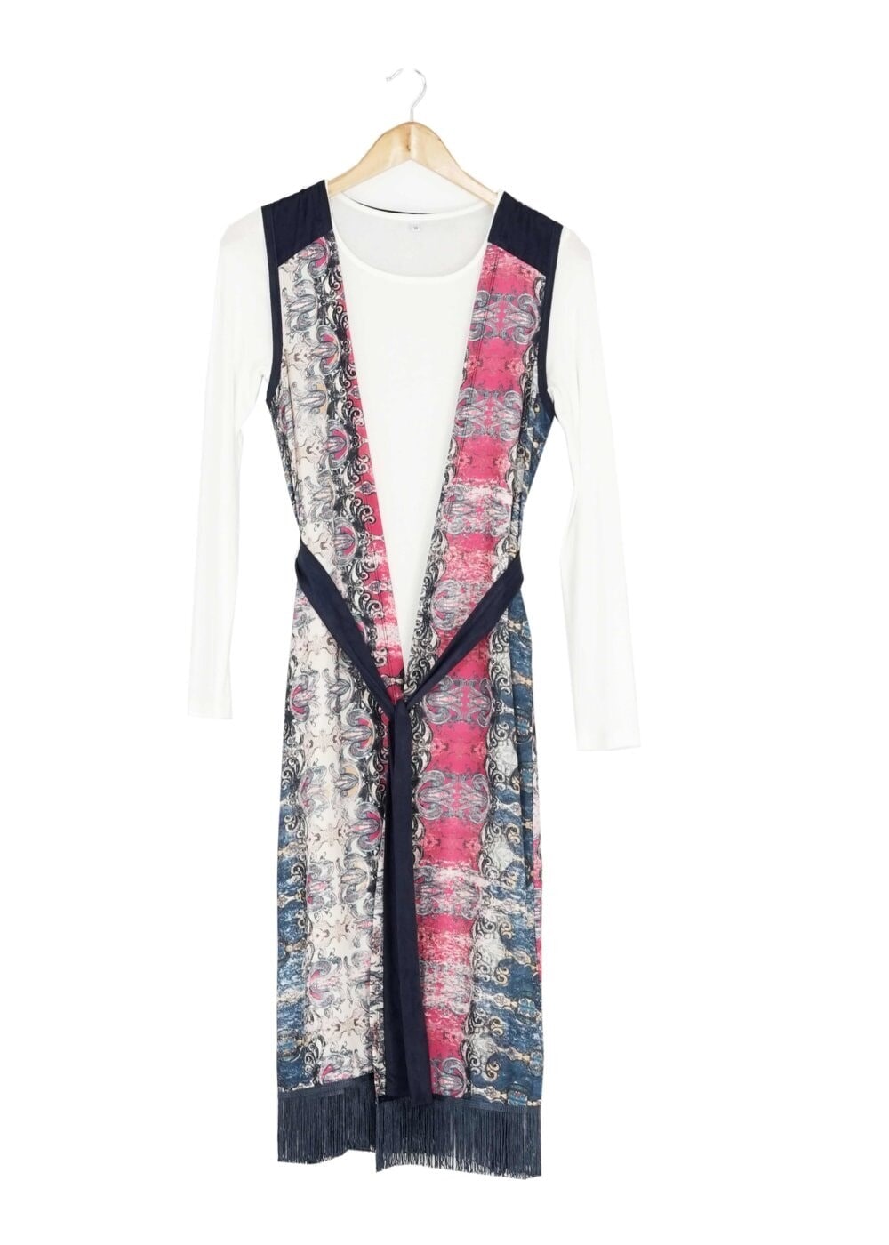 Tesettür giyim FUŞYA DESENLİ YELEKLİ TUNİK 4054 