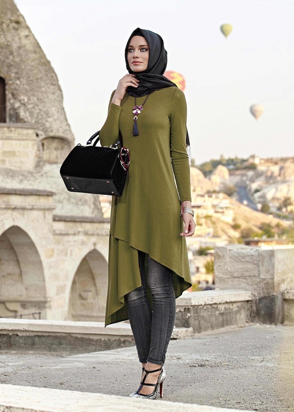 Tesettür giyim YEŞİL 4055 TUNİK