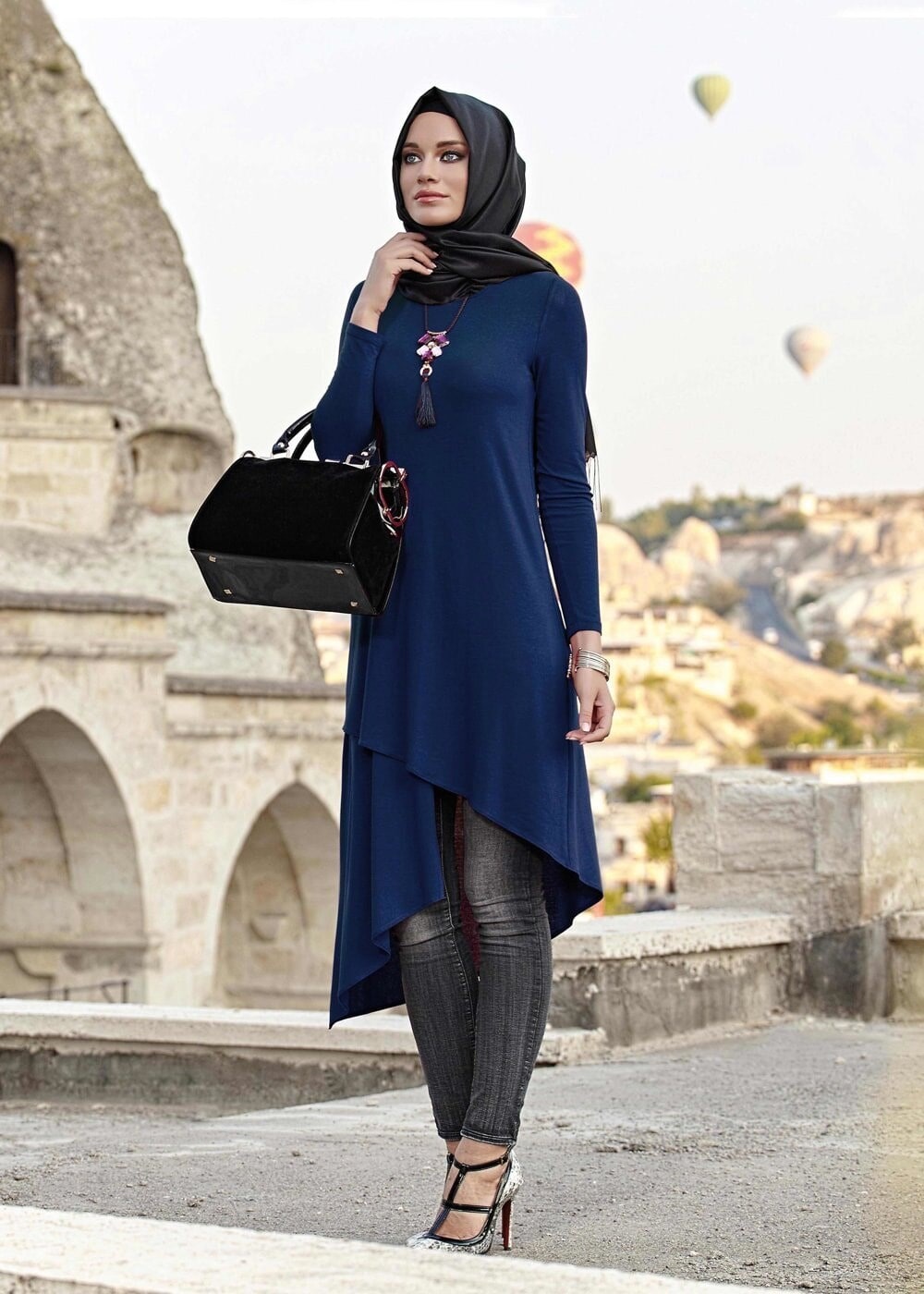 Tesettür giyim LACİVERT 4055 TUNİK