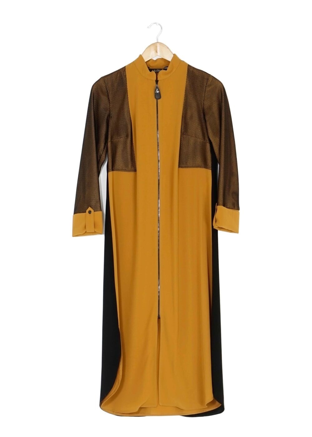 Tesettür giyim SARI FİLE DETAYLI FERMUARLI TUNİK 4065 