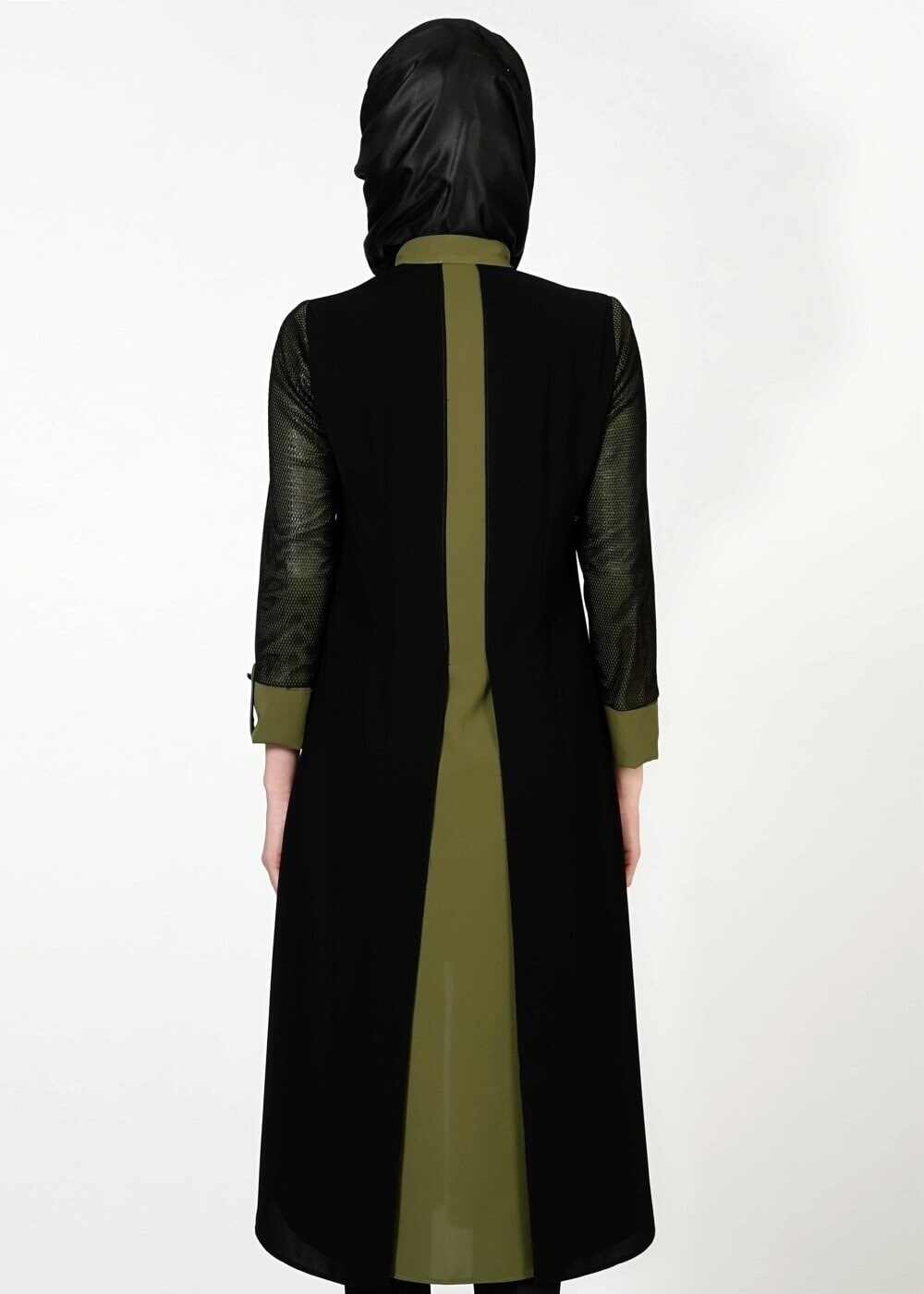 Tesettür giyim HAKİ FİLE DETAYLI FERMUARLI TUNİK 4065 