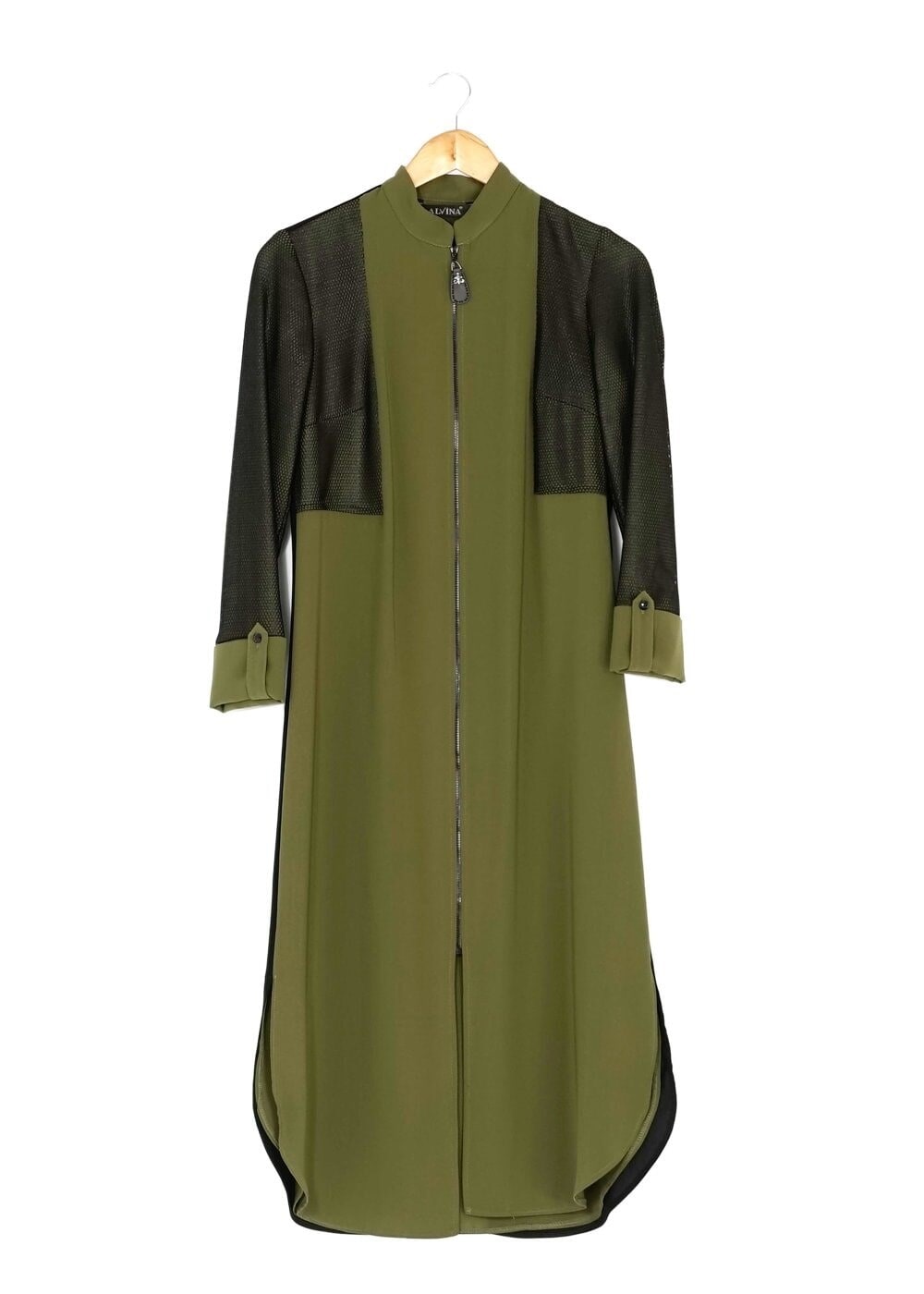 Tesettür giyim HAKİ FİLE DETAYLI FERMUARLI TUNİK 4065 