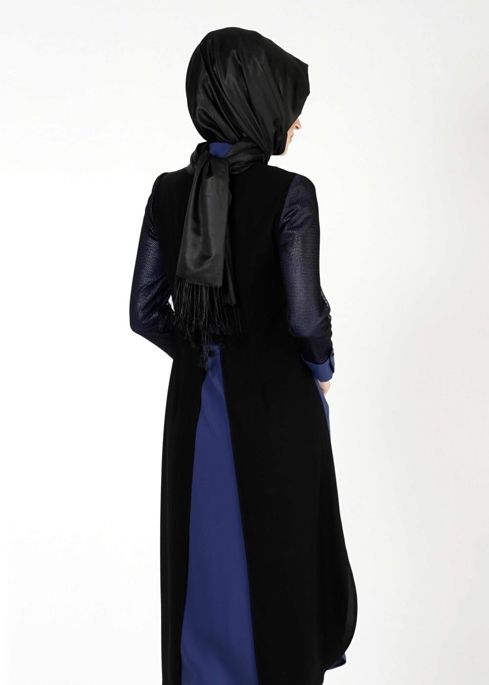 Tesettür giyim LACİVERT FİLE DETAYLI FERMUARLI TUNİK 4065 
