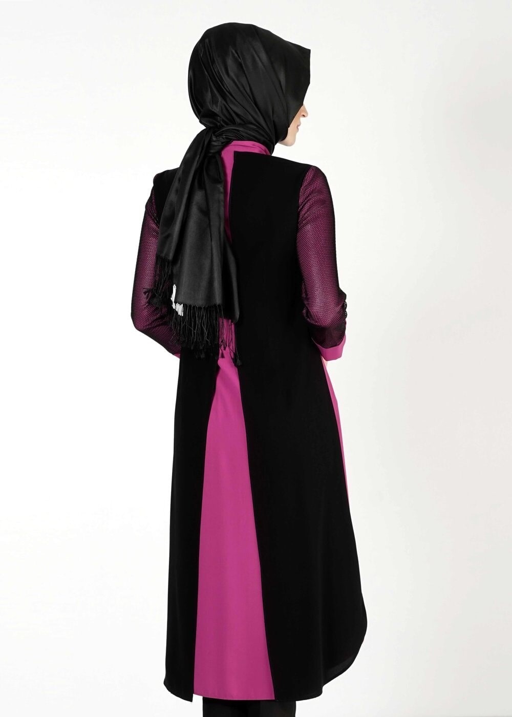 Tesettür giyim MOR FİLE DETAYLI FERMUARLI TUNİK 4065 