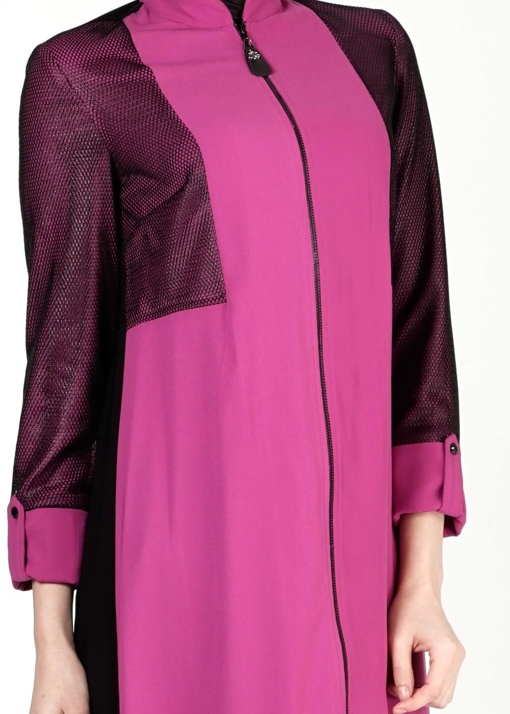 Tesettür giyim MOR FİLE DETAYLI FERMUARLI TUNİK 4065 