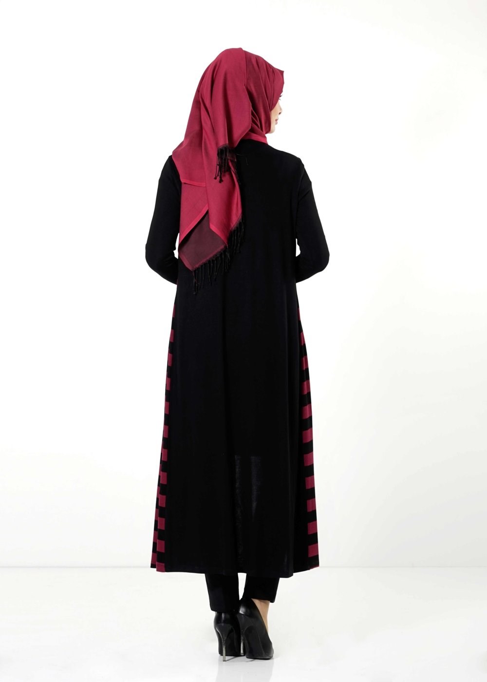 Tesettür giyim FUŞYA ÇİZGİLİ TUNİK 4086 