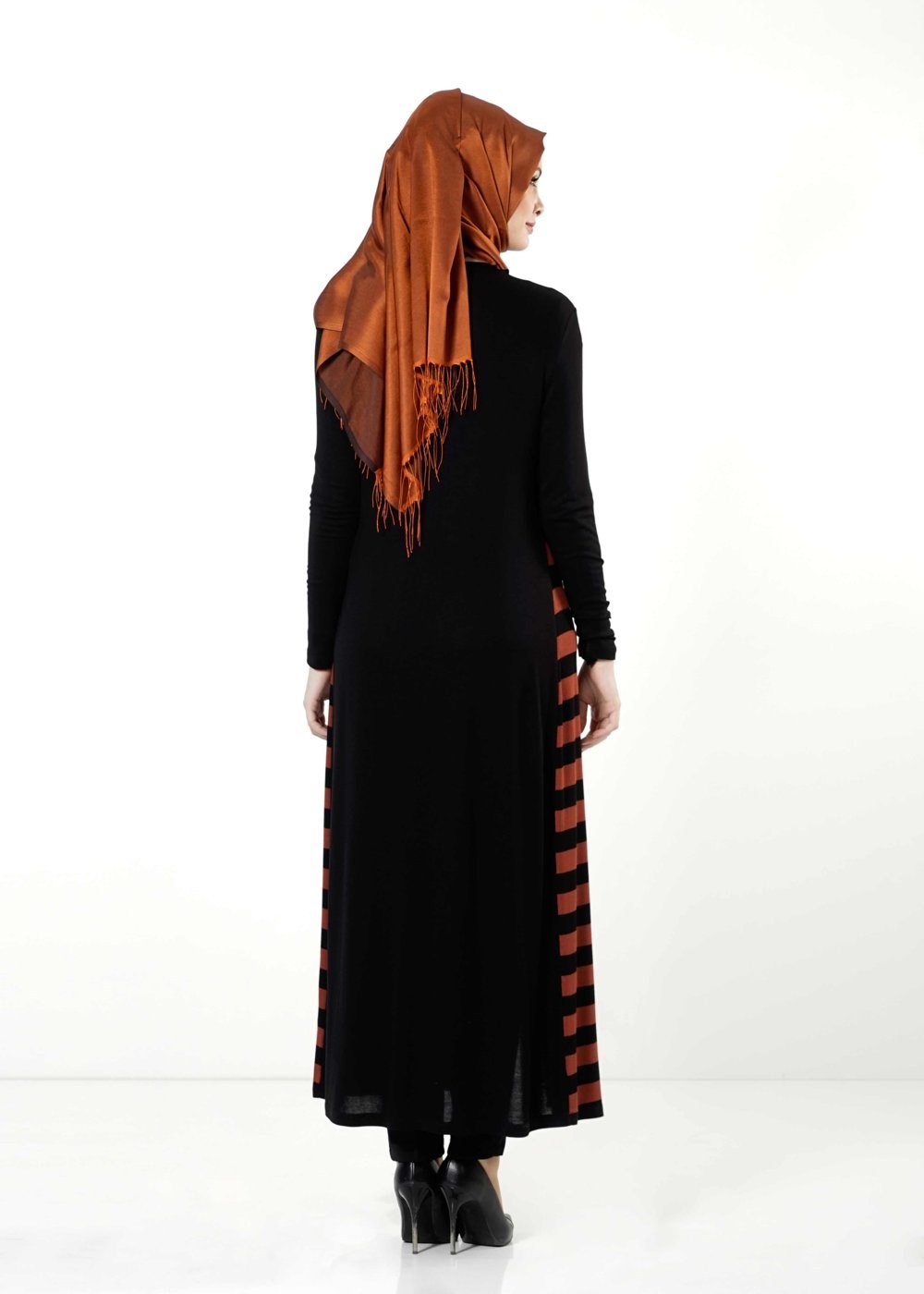 Tesettür giyim TABA ÇİZGİLİ TUNİK 4086 