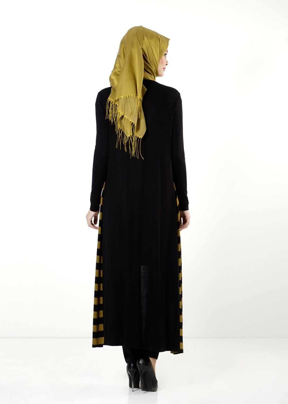 Tesettür giyim YEŞİL ÇİZGİLİ TUNİK 4086 